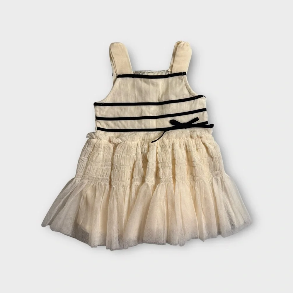Peek Cream Striped Smocked Tulle Dress & Light Matching Jacket
